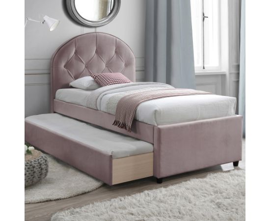 Bed LARA 90x200cm with two mattresses HARMONY UNO, mauve rose