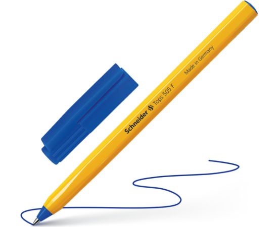 Lodīšu pildspalva SCHNEIDER 505 F 0.7mm, dzeltens korpuss, zila tinte ( Gab. x 50 )