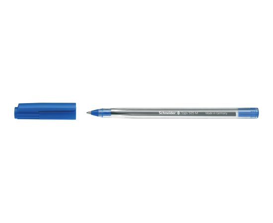 Lodīšu pildspalva SCHNEIDER 505 M 0,5 mm, caurspīdīgs korpuss, zila tinte ( Gab. x 50 )