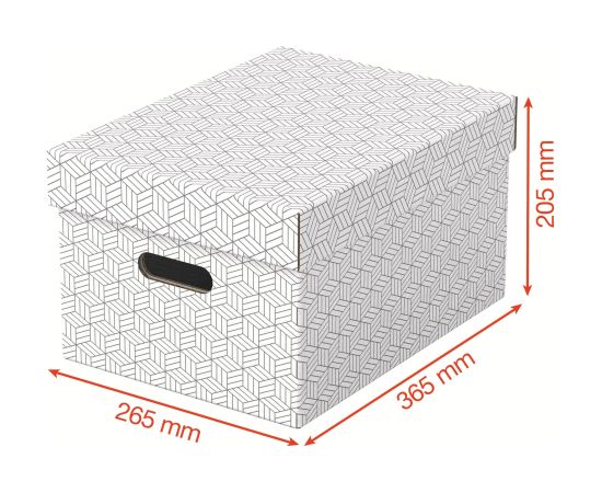 Uzglabāšanas kaste ESSELTE, ar vāku, 265x205x365, balta/pelēka (3gab./iepak.)