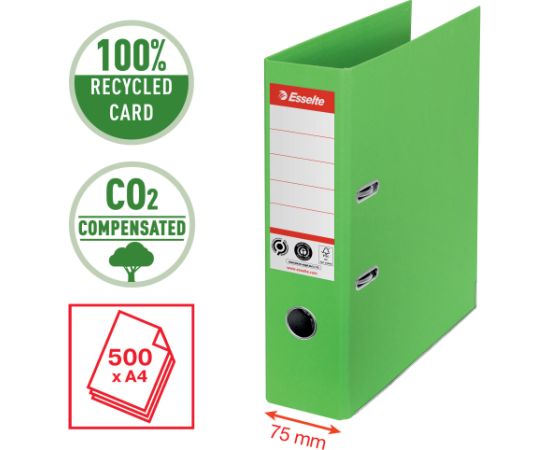 Mape-reģistrs ESSELTE No1 CO2 Neutral, A4, kartons, 75 mm, zaļā krāsā