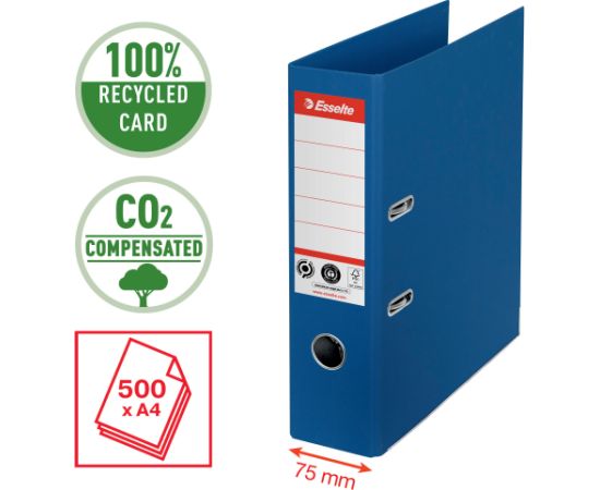 Mape-reģistrs ESSELTE No1 CO2 Neutral, A4, kartons, 75 mm, zilā krāsā