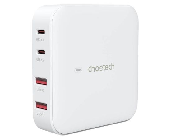 Deskop charger Choetech PD8008,  2x USB-C, 2x USB-A, GaN, 100W (white)