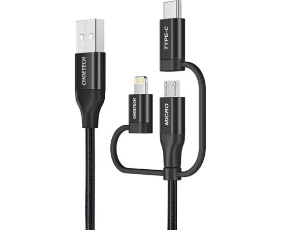 Cable Choetech IP0030, MFi 3in1, USB-A/Lightning/Micro USB/USB-C, 5V, 1,2m (black)