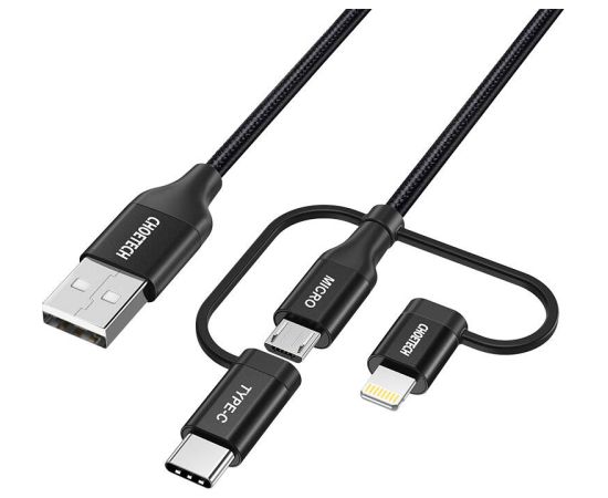 Cable Choetech IP0030, MFi 3in1, USB-A/Lightning/Micro USB/USB-C, 5V, 1,2m (black)