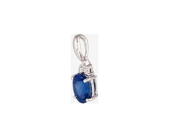Золотой кулон #1300177(Au-W)_DI+SA, Белое Золото 585°, Бриллианты (0,018Ct), Сапфир (0,649Ct), 0.49 гр.