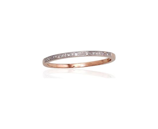 Золотое кольцо #1100414(Au-R+PRh-W)_DI, Красное Золото 585°, родий (покрытие), Бриллианты (0,062Ct), Размер: 16, 1 гр.