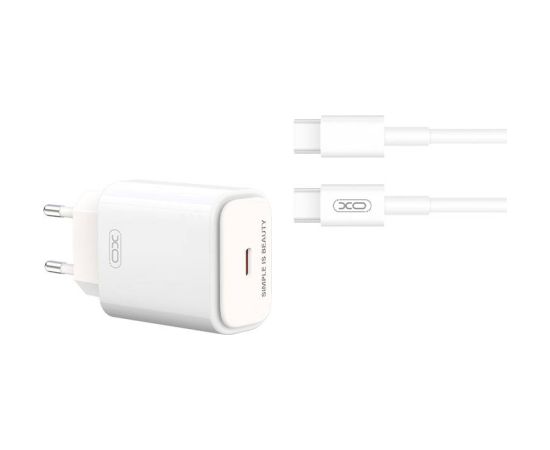 Wall Charger XO L90B, USB-C, PD 20W + QC 3.0 18W (White)