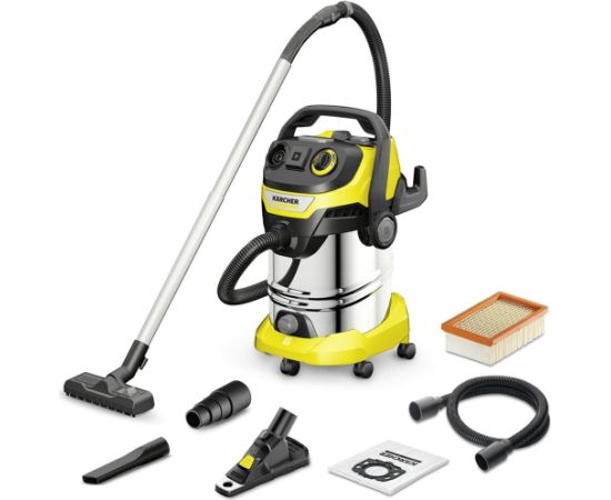 Karcher WD 6 P S V-30/6/22/T + DDC (YSY) *EU Celtniecības Putekļu Sūcējs Dzeltens/Sudraba