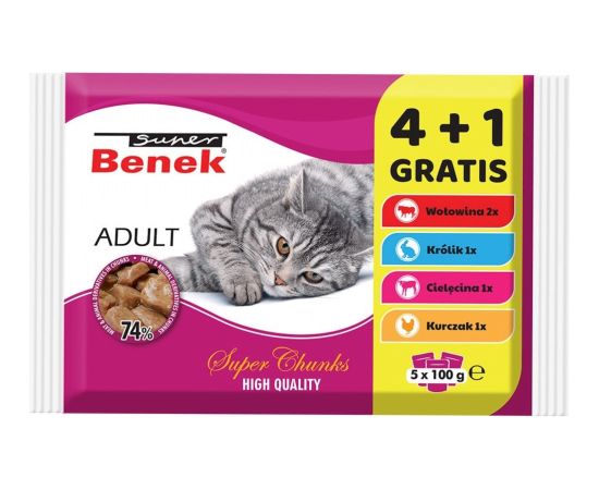 SUPER BENEK Adult - wet cat food - 5 x 100g