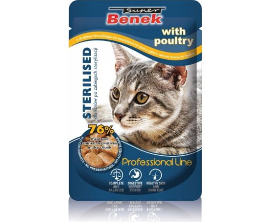 SUPER BENEK Sterilised with poultry - wet cat food - 100g