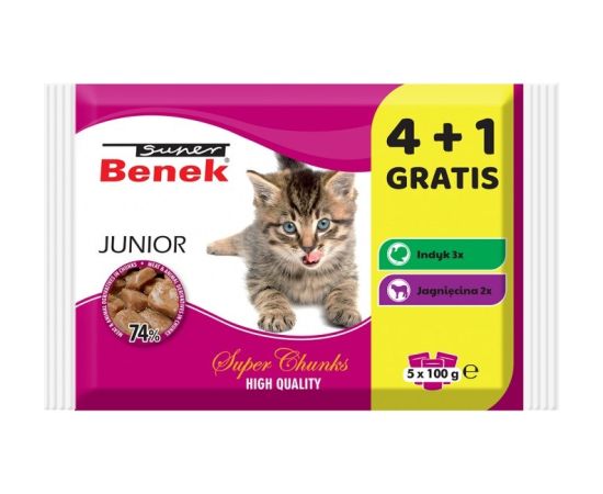 SUPER BENEK Junior - wet cat food - 5 x 100g