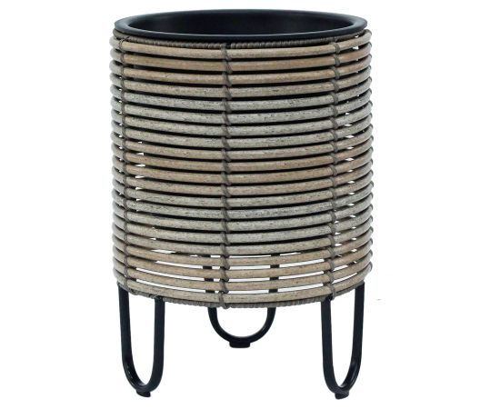 Planter WICKER D25xH35cm, beige-grey Предметы интерьера и дизайна