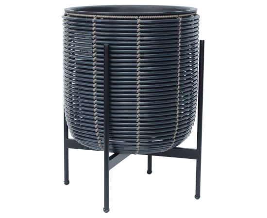 Puku pods WICKER ar stativu 38x38xH49cm, melns/bruns Interjera un Dizaina priekšmeti