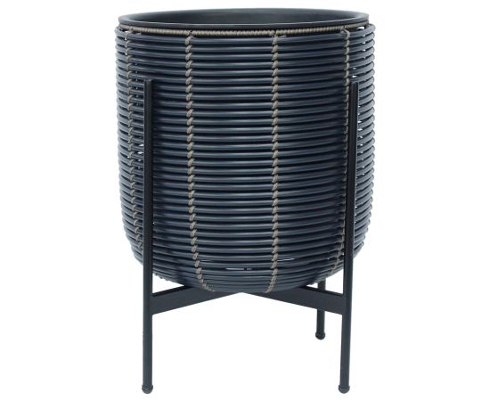 Puku pods WICKER ar stativu 38x38xH49cm, melns/bruns Interjera un Dizaina priekšmeti