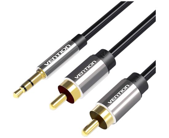 2xRCA cable (Cinch) jack to 3.5mm Vention BCFBF 1m (black)