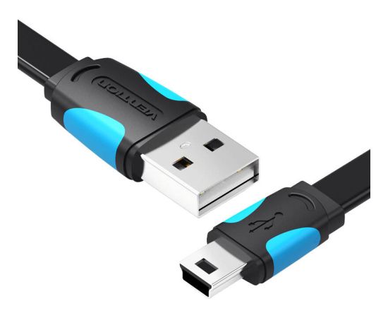 Flat USB 2.0 A to Mini 5-pin cable Vention VAS-A14-B100 1m Black