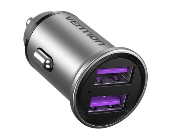 Dual Port Car Charger Vention FFEH0 USB A+A(30/30) Gray