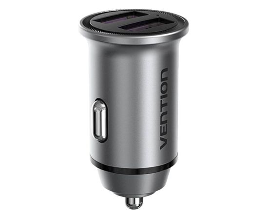 Dual Port Car Charger Vention FFEH0 USB A+A(30/30) Gray