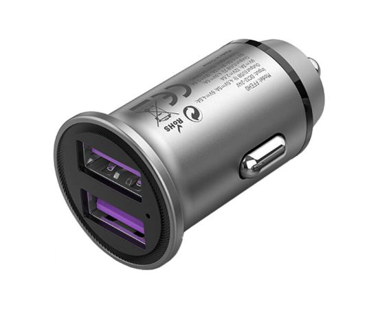 Dual Port Car Charger Vention FFEH0 USB A+A(30/30) Gray