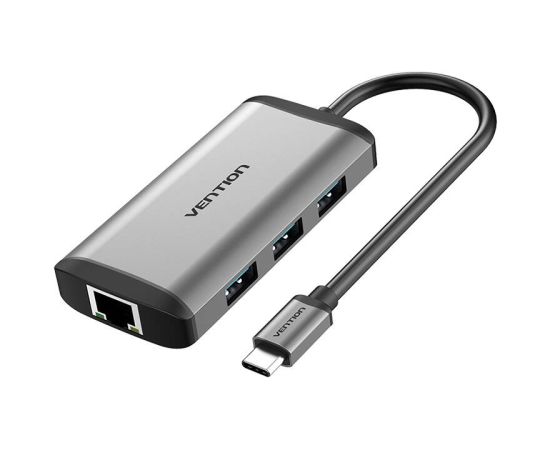 USB-C Docking Station to HDMI, 3x USB3.0, RJ45, PD 0.15m Vention CNCHB, gray