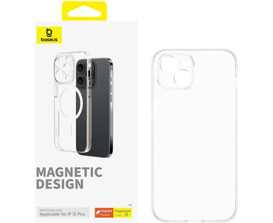 Magnetic Phone Case for iPhone 15 Plus Baseus OS-Lucent Series (Clear)