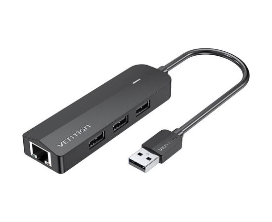 USB 2.0 3-Port Hub with Ethernet Adapter 100m Vention CHPBB 0.15m, Black