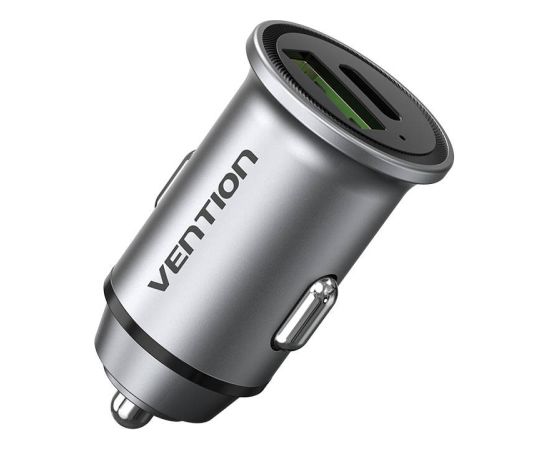 Dual Port Car Charger Vention FFBH0 USB A+C(18/20) Gray