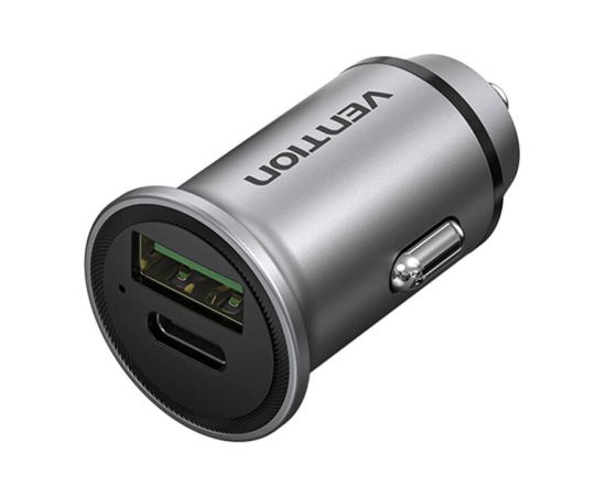 Dual Port Car Charger Vention FFBH0 USB A+C(18/20) Gray