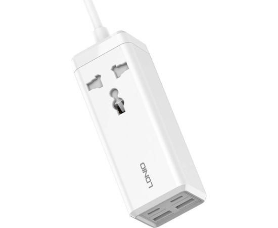 Power strip with 1 AC socket, 2x USB, 2x USB-C LDNIO SC1418, EU/US, 2500W (white)