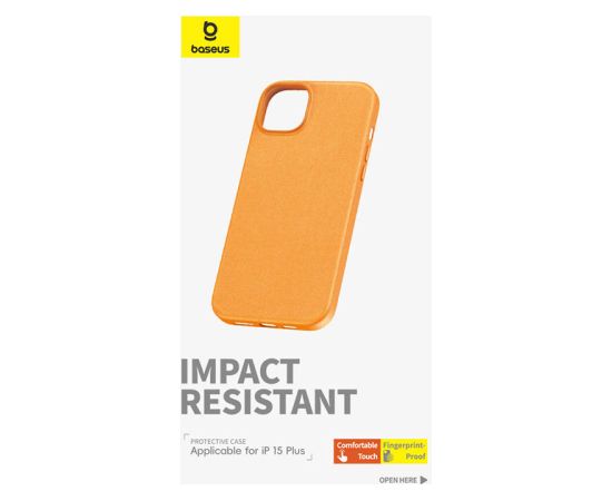 Phone Case for iPhone 15 Plus Baseus Fauxther Series (Orange)