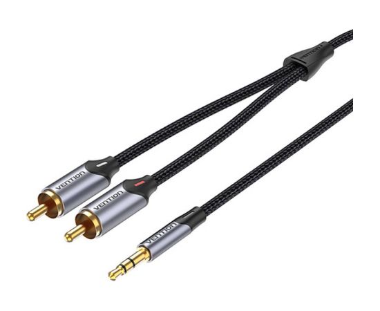 2xRCA cable (Cinch) jack to 3.5mm Vention BCNBG 1.5m (grey)