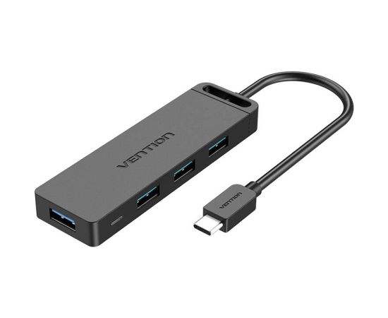 USB 3.0 4-Port Hub with USB-C and USB 3.0 with Power Adapter Vention TGKBB 0.15m, Black Usb HUB