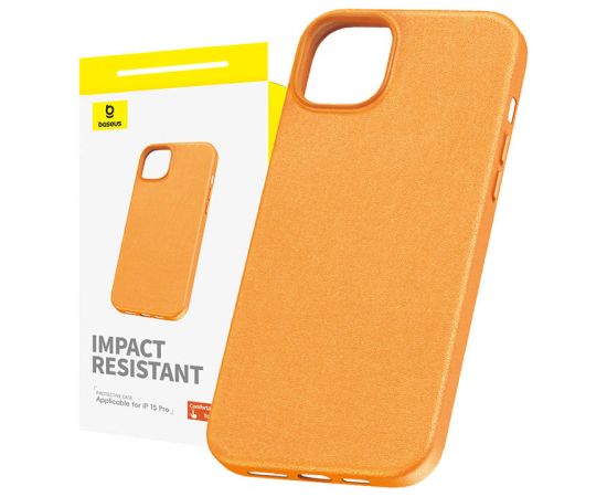 Phone Case for iPhone 15 Pro Baseus Fauxther Series (Orange)