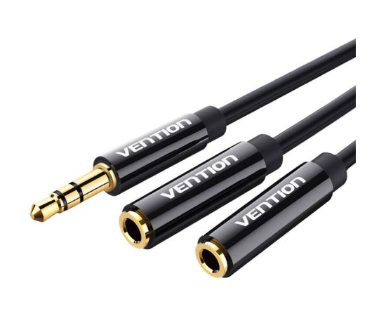 Stereo Splitter 3.5mm Male to 2x 3.5mm Female 0.3m Vention BBSBY Black Dažādi vadi
