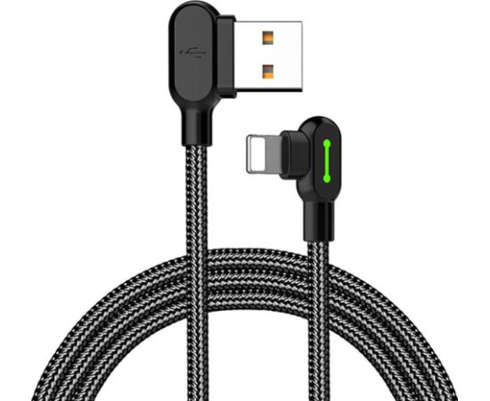 Angle USB Lightning Cable Mcdodo CA-4671 LED, 1.2m (Black)
