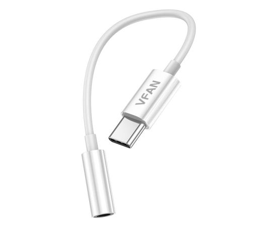 Cable Vipfan L08 USB-C to mini jack 3.5mm AUX, 10cm (white)