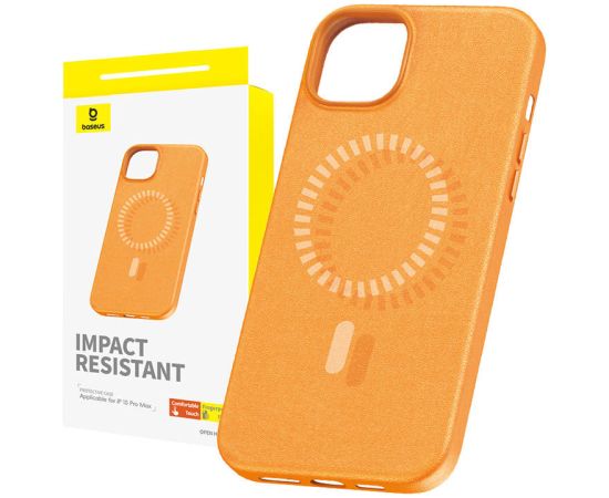 Magnetic Phone Case for iPhone 15 ProMax Baseus Fauxther Series (Orange)