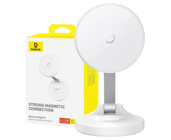 Magnetic Desktop Phone Stand Baseus MagPro self-adhesive (white)