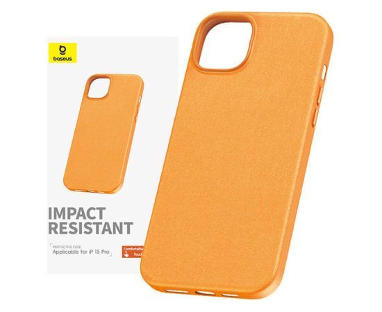 Phone Case for iPhone 15 ProMax Baseus Fauxther Series (Orange)