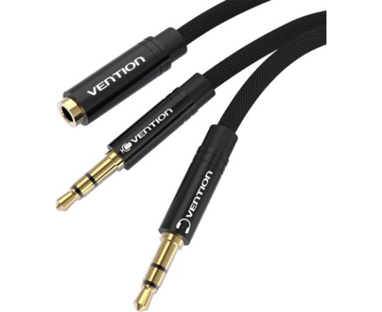 Cable mini jack 3.5 mm (female) to 2x mini jack 3.5 mm (male) Vention BBLBAB 0.6m (black)