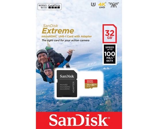 SanDisk карта памяти microSDHC 32GB Action Extreme A1 + адаптер