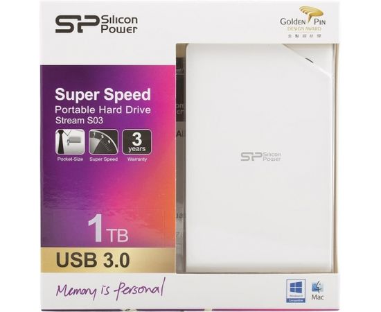 Silicon Power Stream S03 1TB White ārējais cietais disks