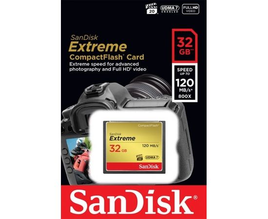 SanDisk atmiņas karte CF 32GB Extreme 120MB/s