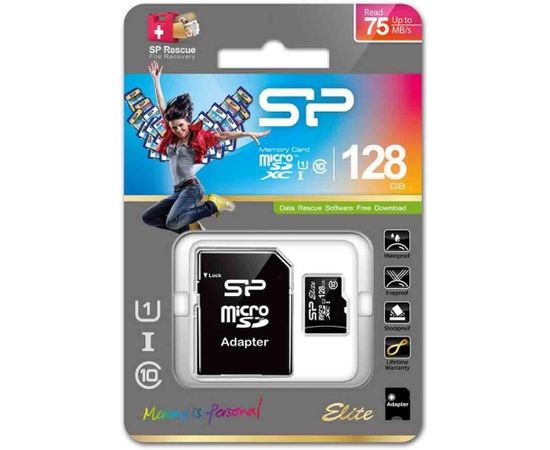 Silicon Power карта памяти microSDXC 128GB Elite UHS-I Class 10 + адаптер