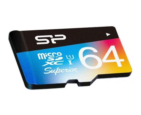 Silicon Power atmiņas karte microSDXC 64GB Superior UHS-I U1 + adapteris