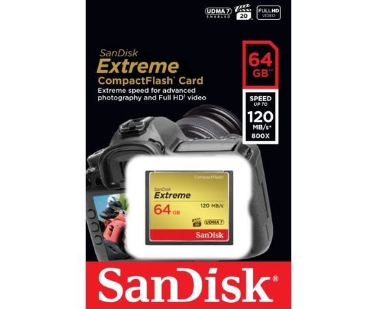 Sandisk atmiņas karte CF 64GB Extreme 120MB/s