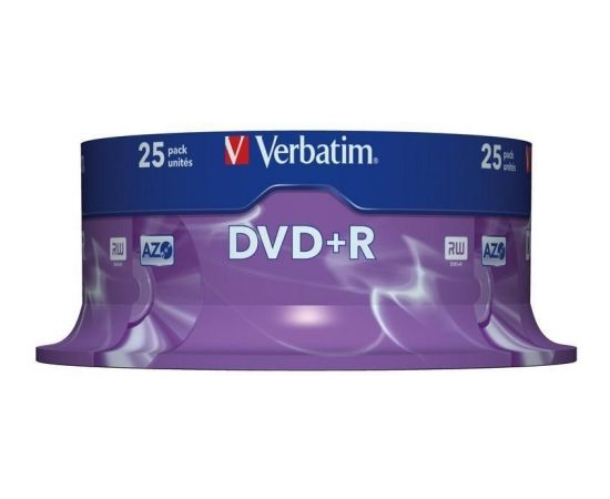 Verbatim DVD+R Matt Silver 4,7GB 16x 25gb. spindle iepakojumā