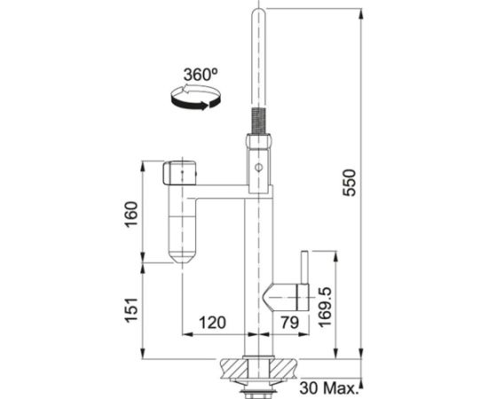 Franke Vital Twin Filt 2in1 Semi Pro H Virtuves Izlietnes Ūdens Maisītājs Ar Izvelkamu Galvu un filtru Pelēka/Hromēts