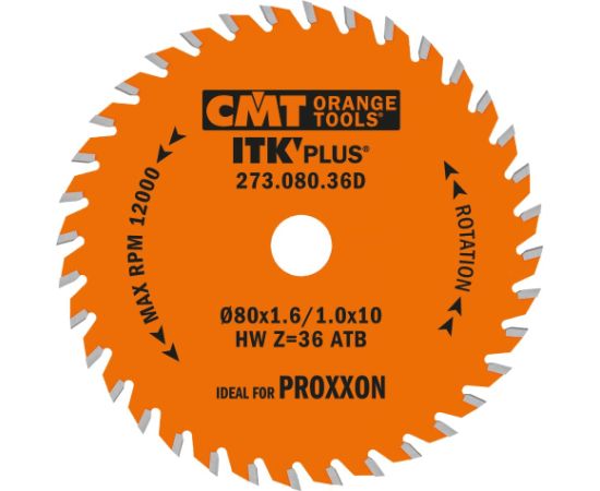 Griešanas disks kokam CMT ITK-Plus® 271; 80x1,6x10; Z36; 15°